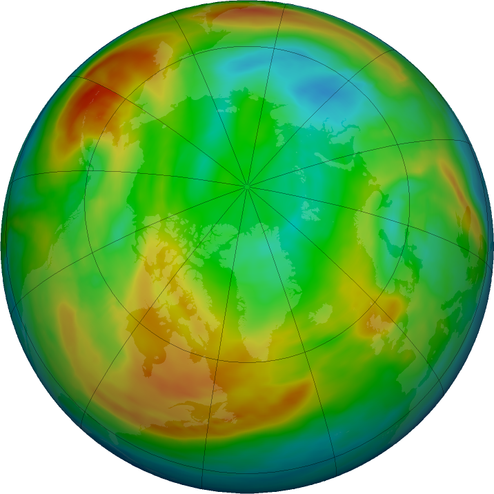 Arctic ozone map for 01 January 2018